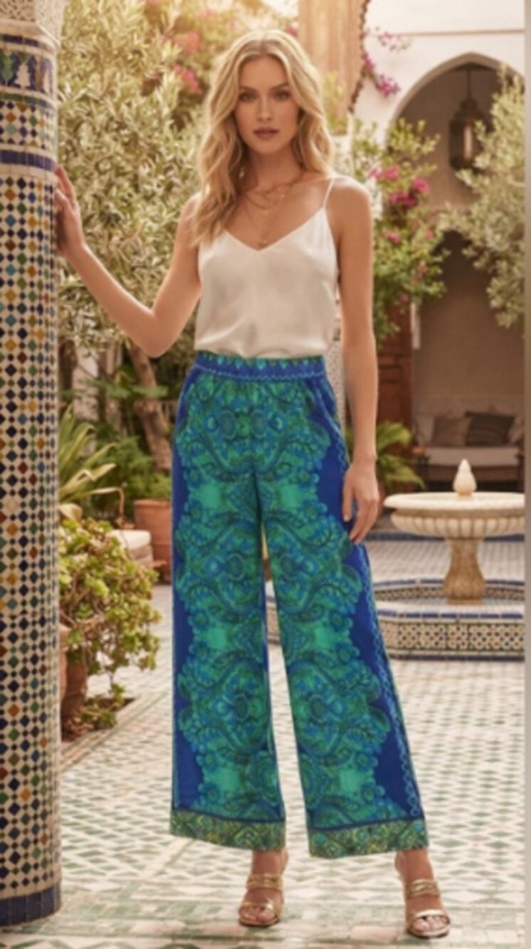 Johnny Was 3J Workshop Wide Leg Medium Villa Pant Diomedes Boho Chic Coastal NWT